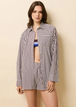 Avril Button Down Shirt Raisin Brown / Brule Stripe