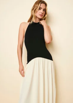 Halter Soglio Dress Ecru Noir