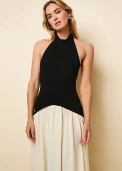 Halter Soglio Dress Ecru Noir