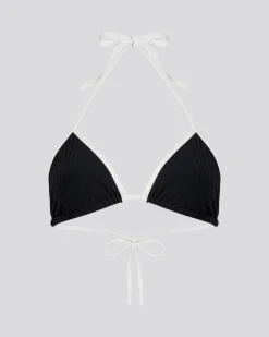 Iris Ribbed Bikini Top Noir / Optic White