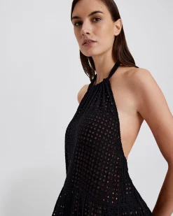 Kai Dress Leaf Eyelet Noir