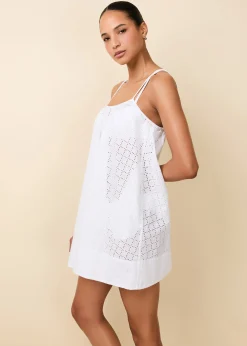 Lindsay Dress Grid Eyelet Optic White