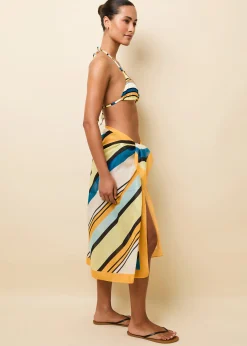 Silk Blend Pareo Riviera Stripe