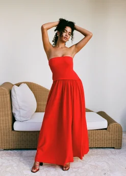 Strapless Soglio Dress Lipstick Red